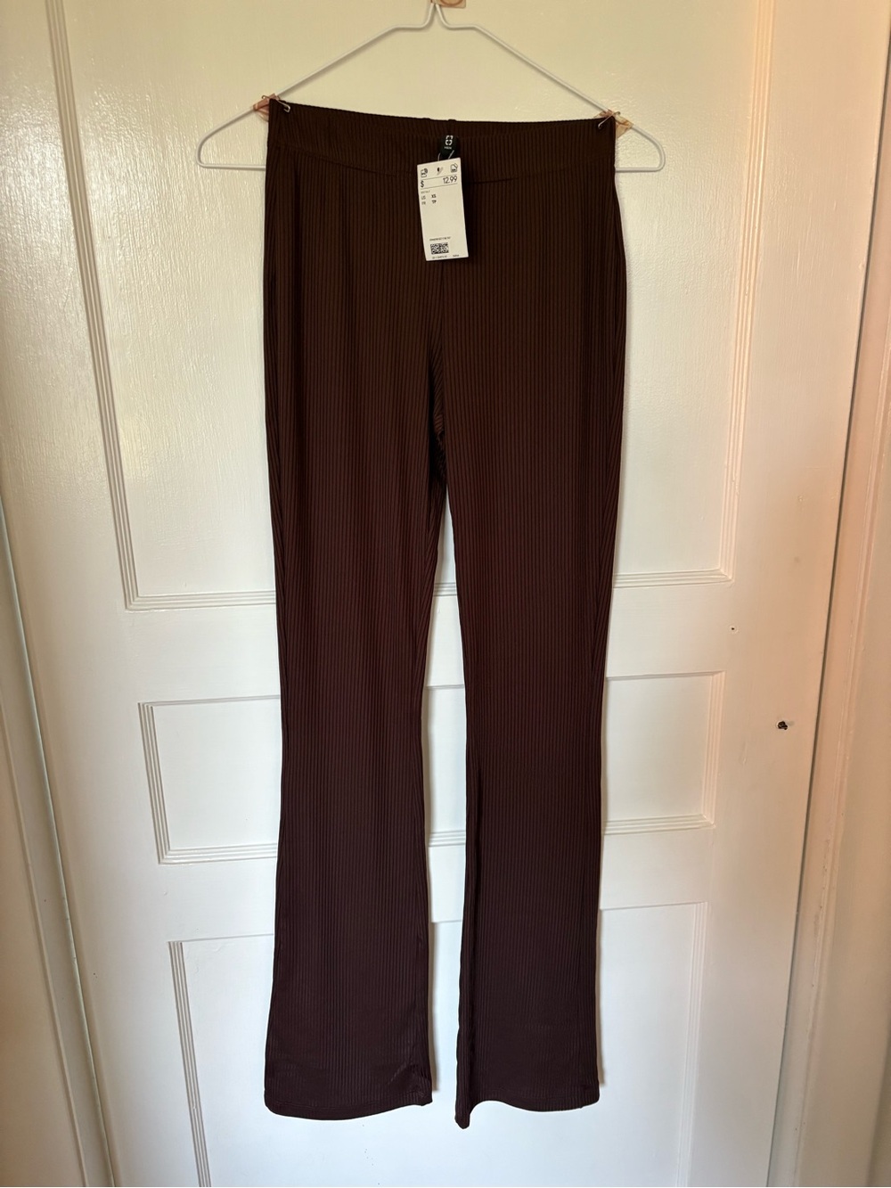 NWT H&M Ribbed Wide-Leg Pants in Dark Brown